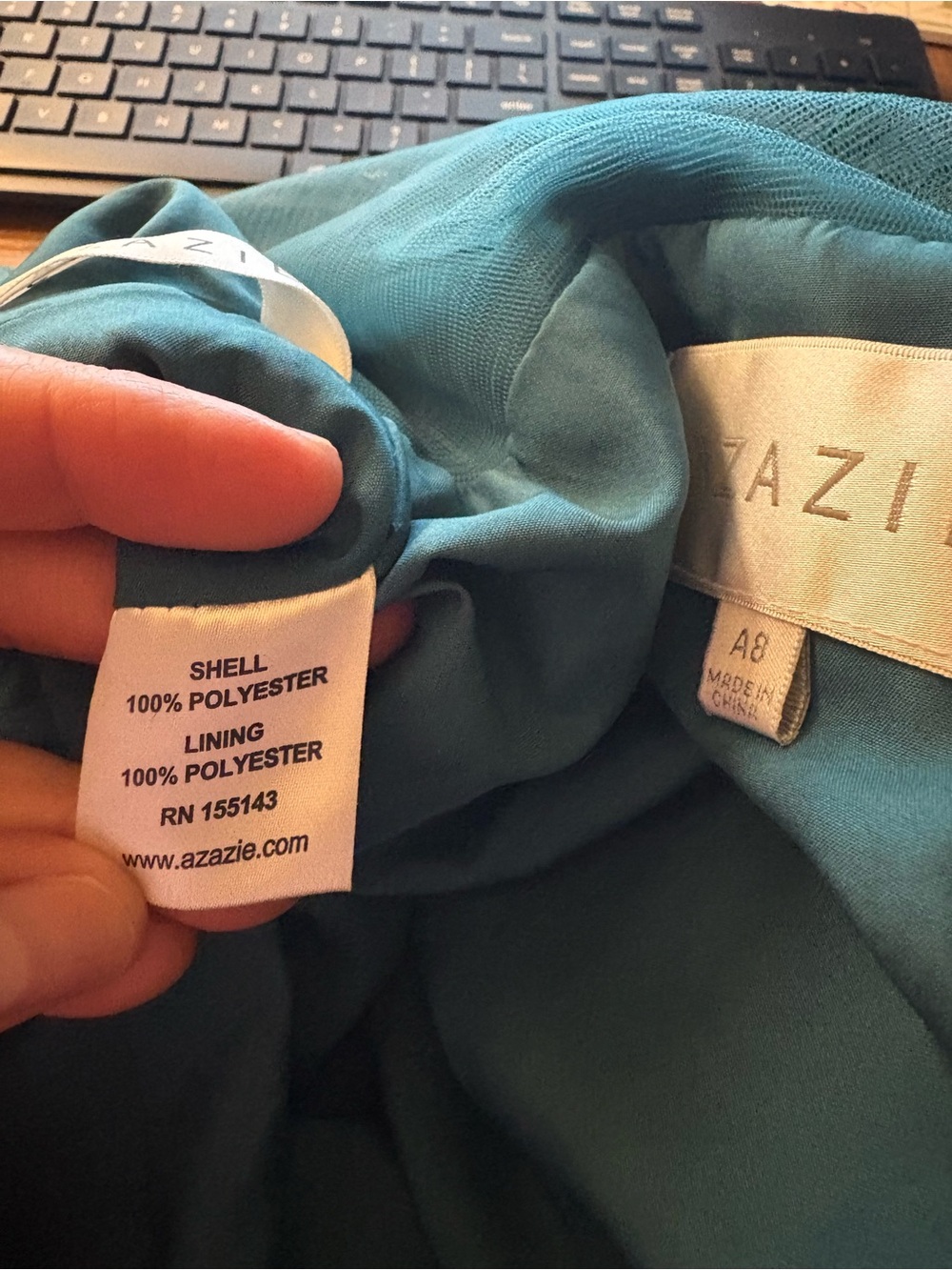 Azazie Chiffon Teal Lace Dress XS Bridesmaid Formal Romantic Evening Homecoming - Picture 6 of 9